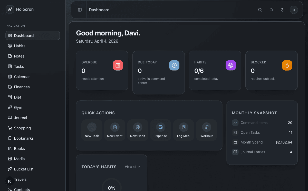 Holocron Dashboard